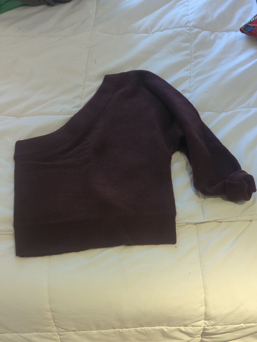 RW&CO. One Sleeve Knit Sweater in Deep Plum
